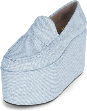 YDN Women's Fashion Platform Loafers High Platform Wedge Heels Comfy Slip On Shoes for Party Daily Outfit Size 4-16 US
