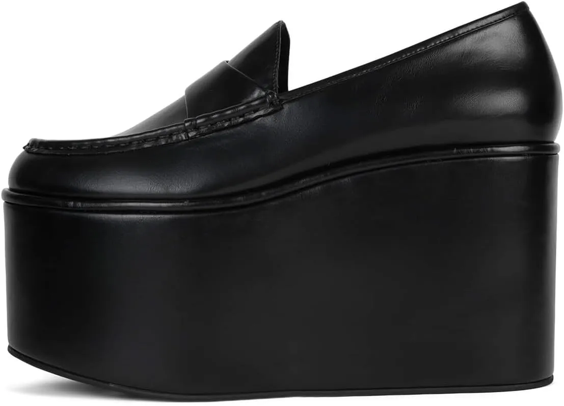 YDN Women's Fashion Platform Loafers High Platform Wedge Heels Comfy Slip On Shoes for Party Daily Outfit Size 4-16 US