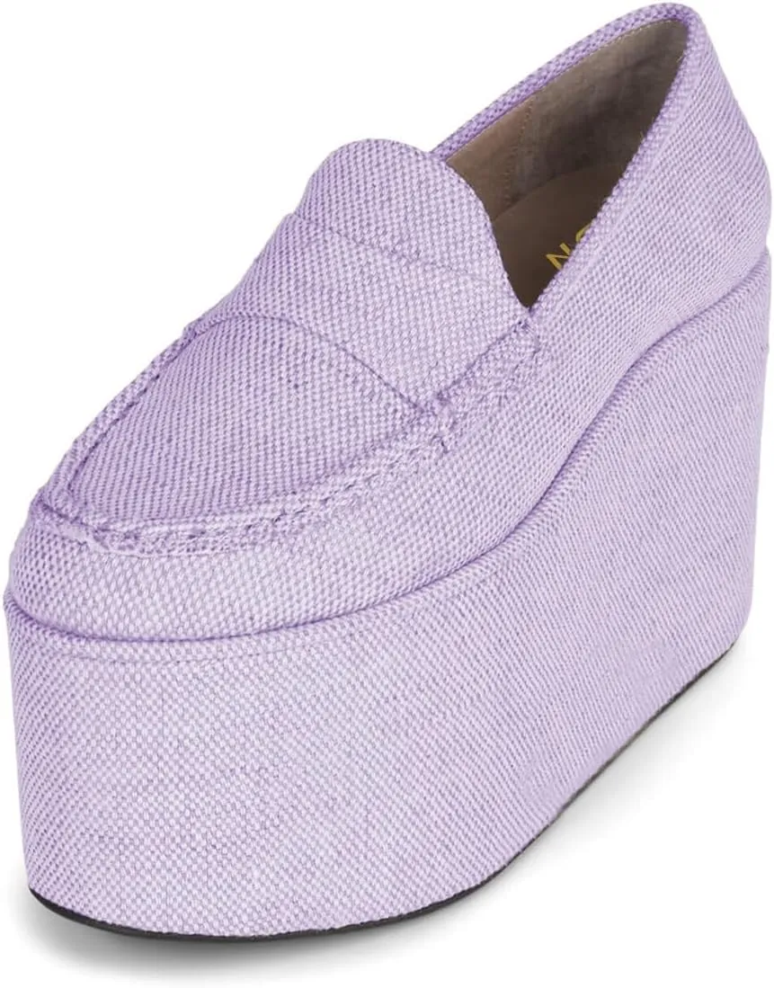 YDN Women's Fashion Platform Loafers High Platform Wedge Heels Comfy Slip On Shoes for Party Daily Outfit Size 4-16 US