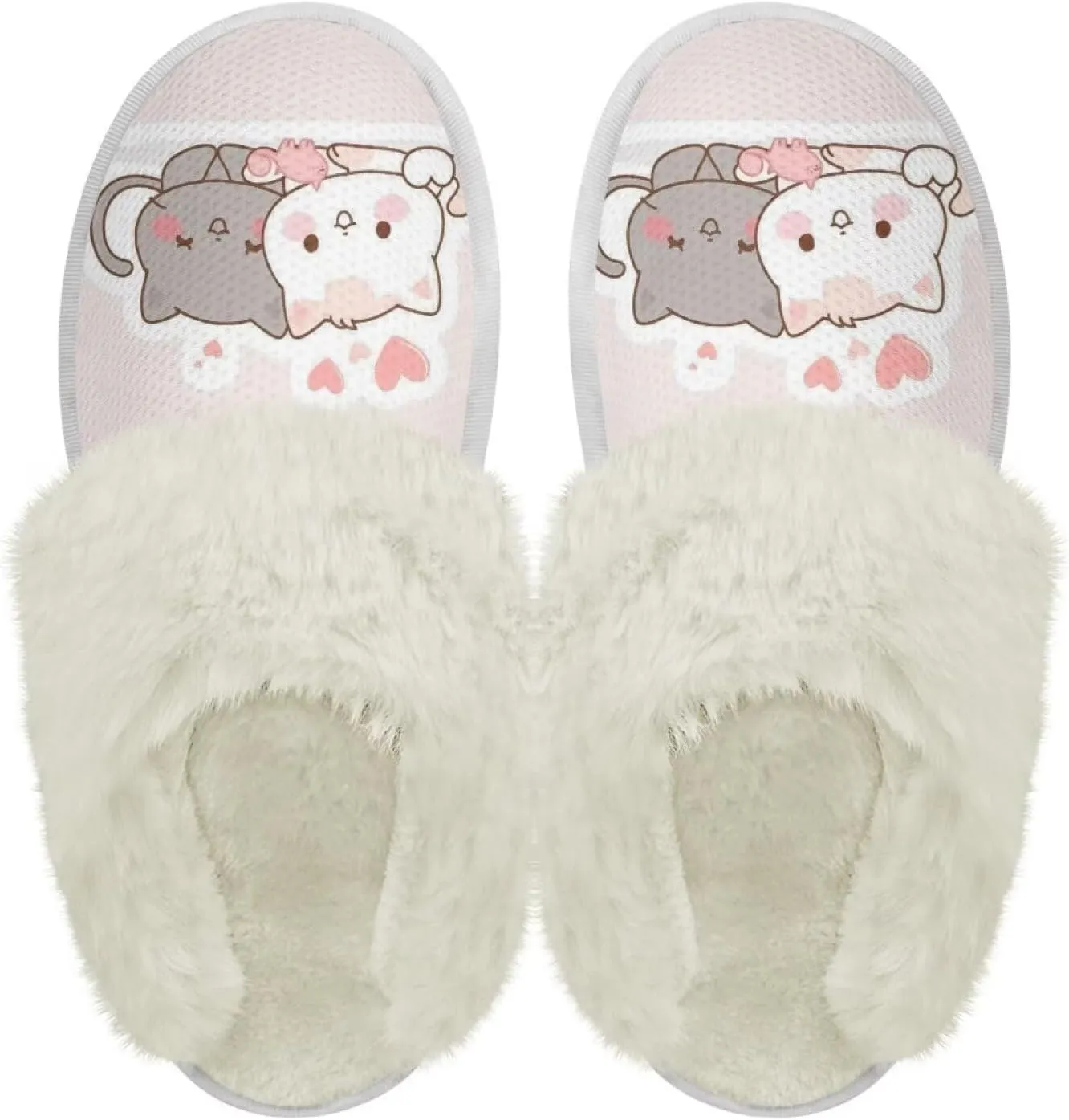 YEXIATODO Fuzzy Slippers Women Men Indoor and Outdoor House Shoes Memory Foam Slippers with Fur Edges