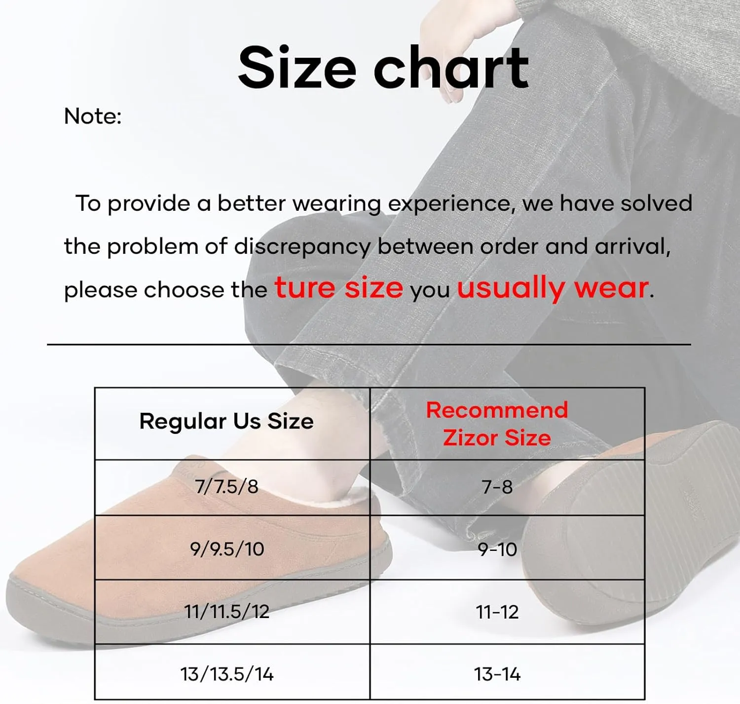 Zizor Men's Breathable Suede Fleece Lined Slippers with Memory Foam Indoor/Outdoor
