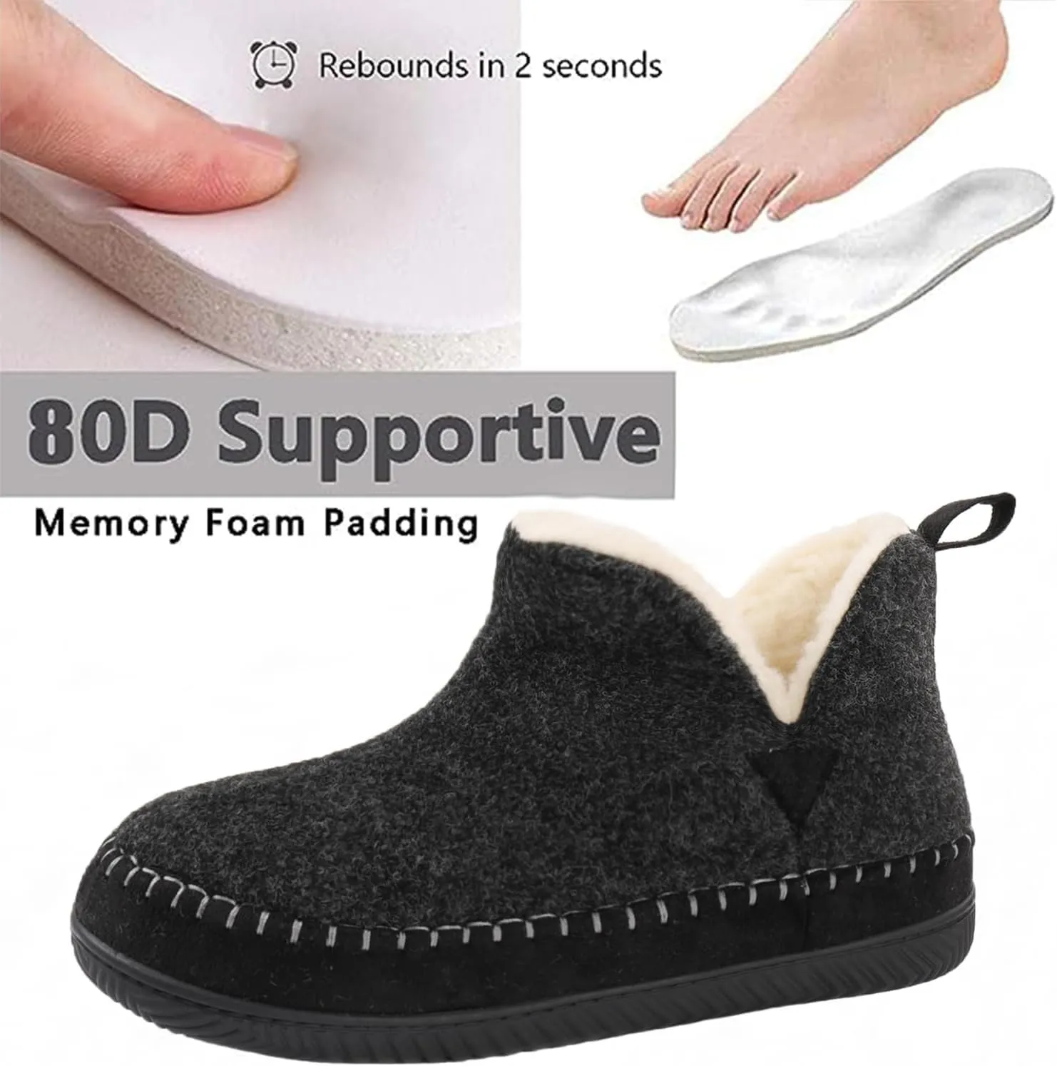 Zizor Women's Moccasin Bootie Slippers with Cosy Memory Foam, Ladies' Toasty Slip on House Shoes with Hard Outdoor Indoor Rubber Sole