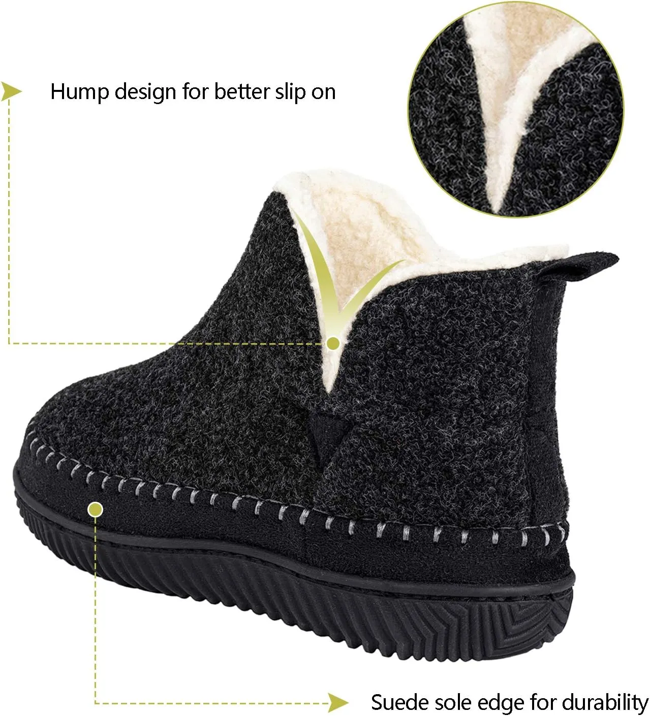 Zizor Women's Moccasin Bootie Slippers with Cosy Memory Foam, Ladies' Toasty Slip on House Shoes with Hard Outdoor Indoor Rubber Sole